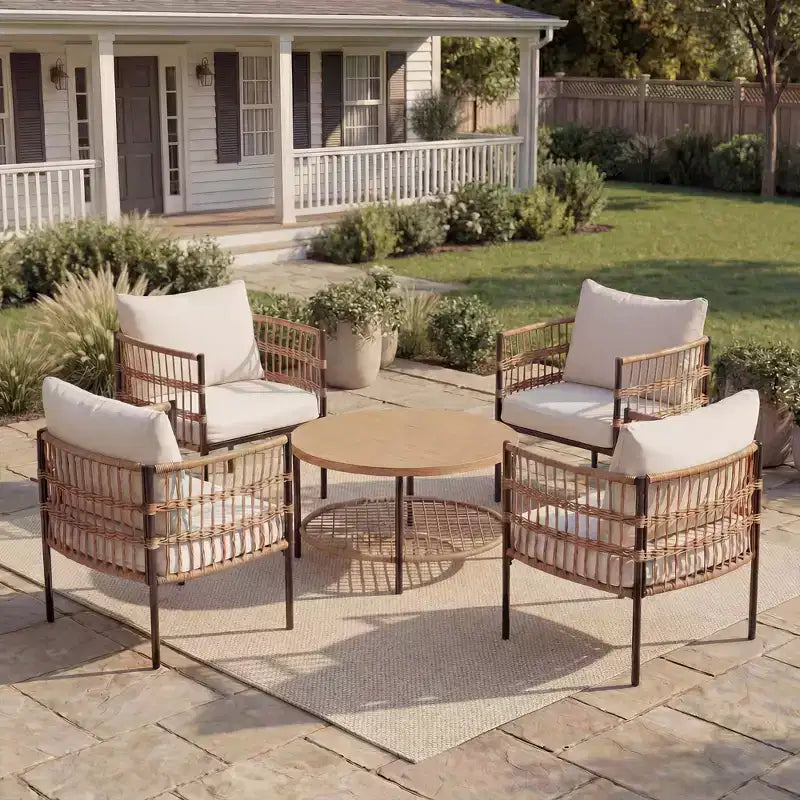 LAUSAINT HOME All-Weather Wicker Patio Conversation Set with Thick Cushions