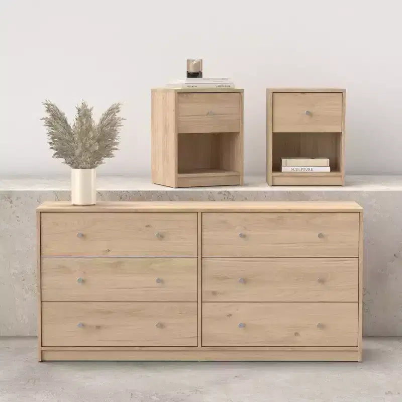 Tvilum, Portland 3-Piece Bedroom Set - 6 Drawer Double Dresser And Nightstand Set Of 2