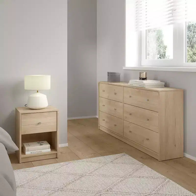 Tvilum, Portland 3-Piece Bedroom Set - 6 Drawer Double Dresser And Nightstand Set Of 2