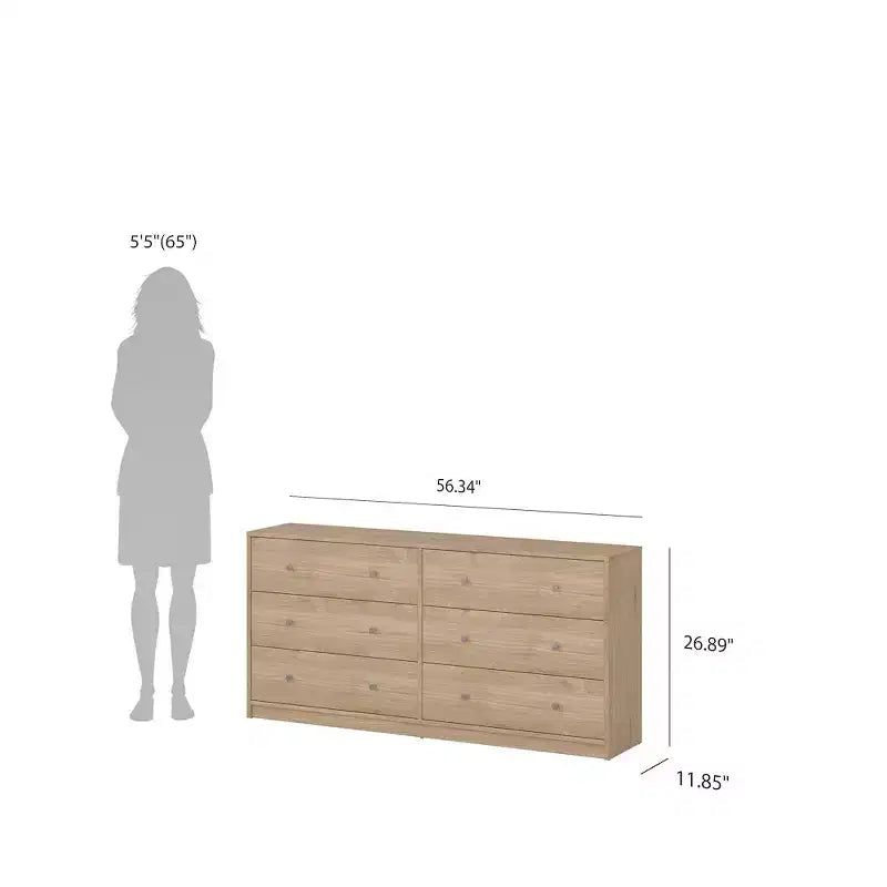 Tvilum, Portland 3-Piece Bedroom Set - 6 Drawer Double Dresser And Nightstand Set Of 2