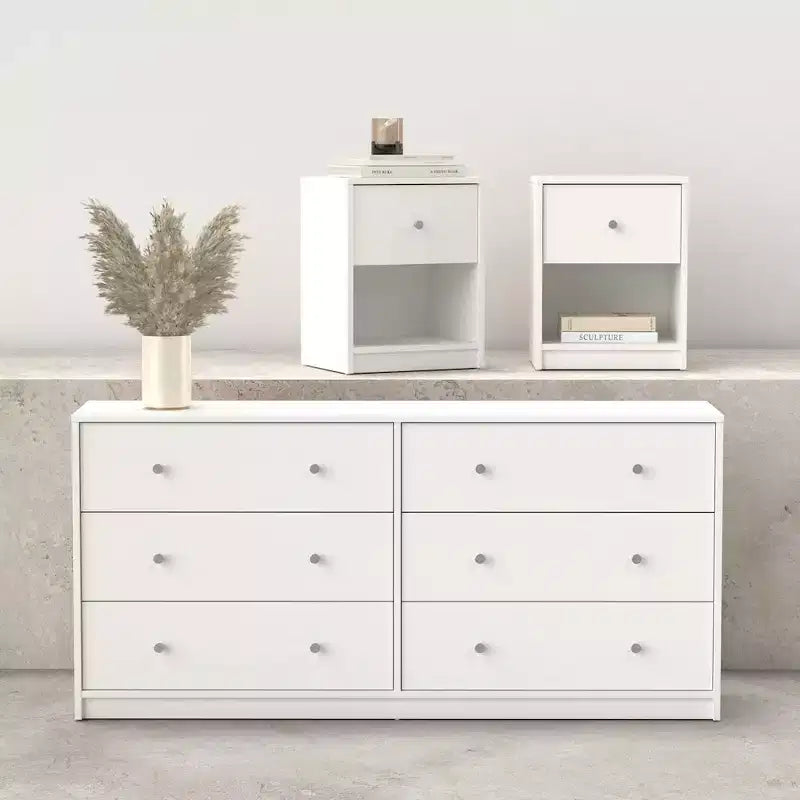Tvilum, Portland 3-Piece Bedroom Set - 6 Drawer Double Dresser And Nightstand Set Of 2
