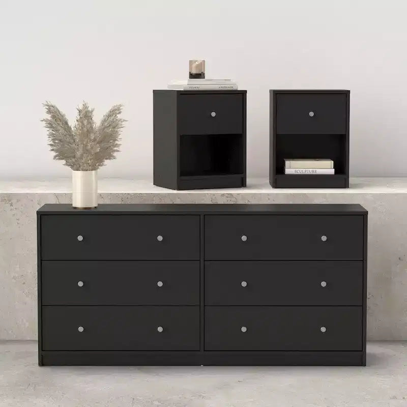 Tvilum, Portland 3-Piece Bedroom Set - 6 Drawer Double Dresser And Nightstand Set Of 2