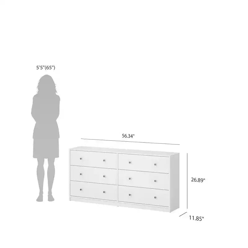 Tvilum, Portland 3-Piece Bedroom Set - 6 Drawer Double Dresser And Nightstand Set Of 2
