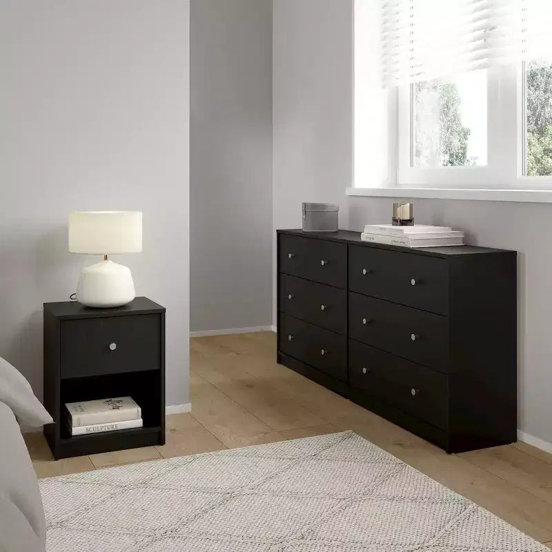 Tvilum, Portland 3-Piece Bedroom Set - 6 Drawer Double Dresser And Nightstand Set Of 2