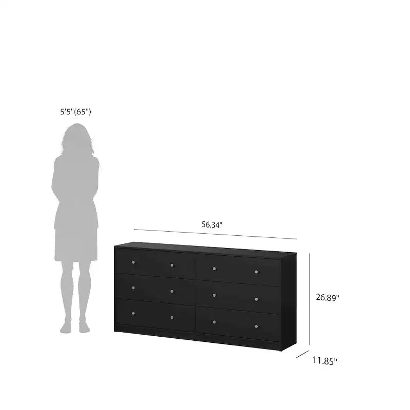 Tvilum, Portland 3-Piece Bedroom Set - 6 Drawer Double Dresser And Nightstand Set Of 2