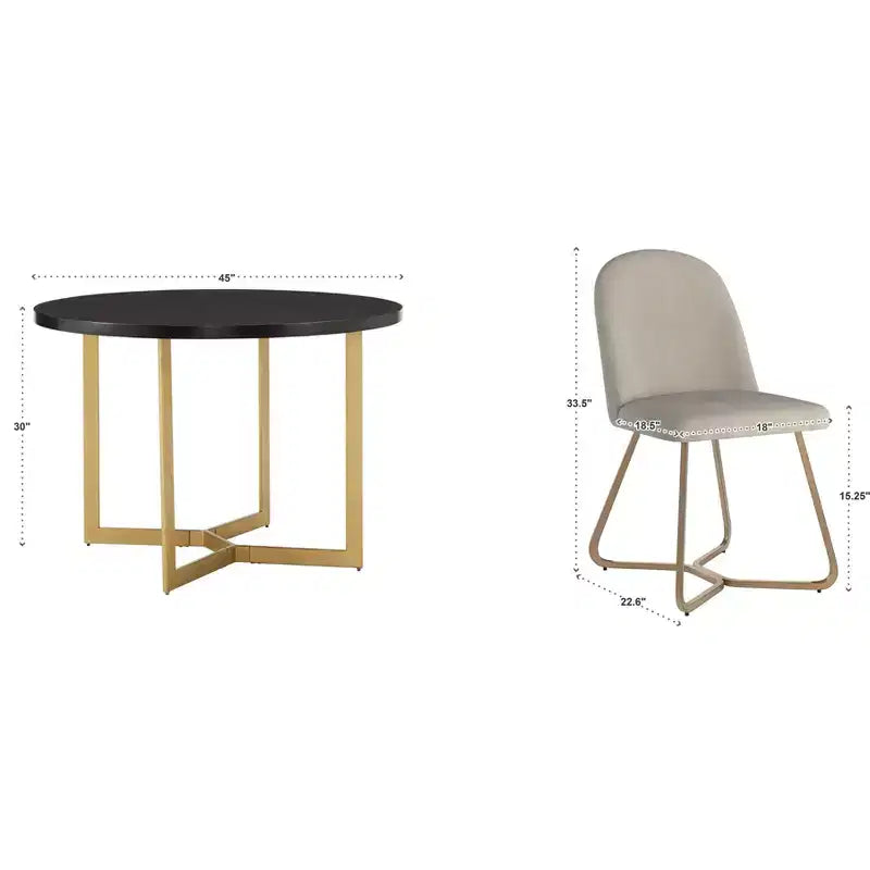 Karianne 4-Person Gold Metal Base Dining Set - iNSPIRE Q