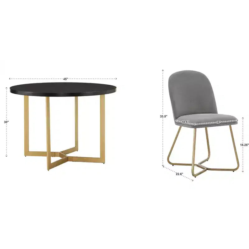 Karianne 4-Person Gold Metal Base Dining Set - iNSPIRE Q