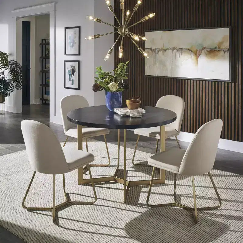 Karianne 4-Person Gold Metal Base Dining Set - iNSPIRE Q
