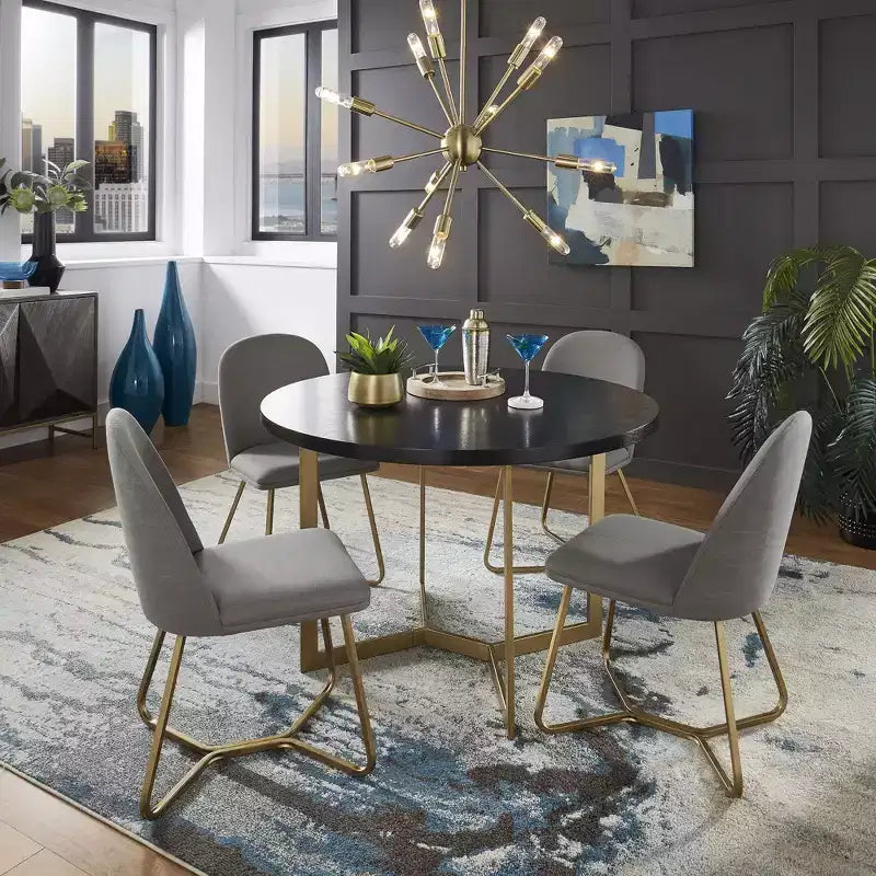 Karianne 4-Person Gold Metal Base Dining Set - iNSPIRE Q