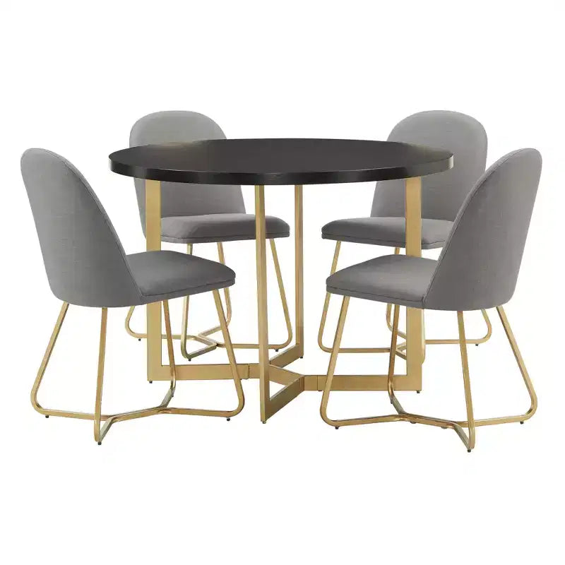 Karianne 4-Person Gold Metal Base Dining Set - iNSPIRE Q