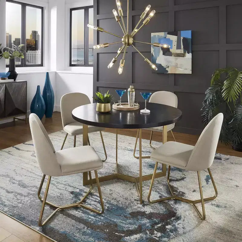 Karianne 4-Person Gold Metal Base Dining Set - iNSPIRE Q