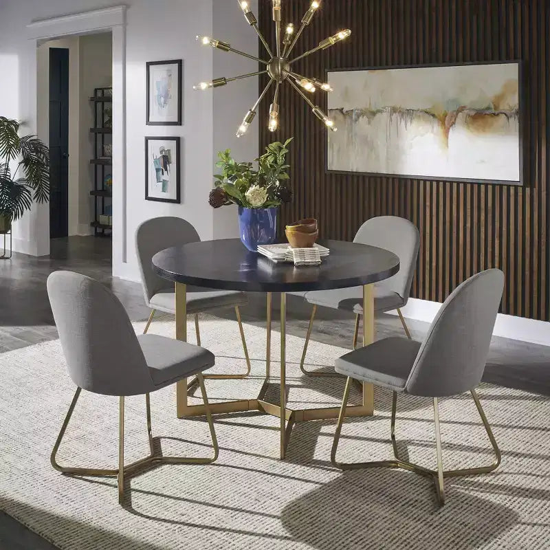 Karianne 4-Person Gold Metal Base Dining Set - iNSPIRE Q