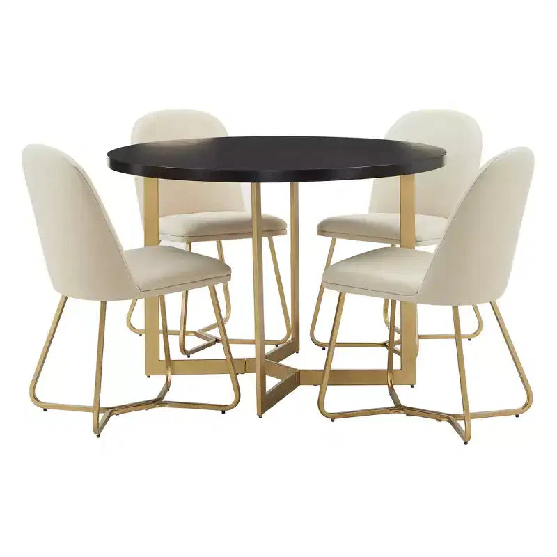 Karianne 4-Person Gold Metal Base Dining Set - iNSPIRE Q