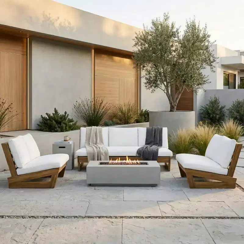 Christopher Knight Home Hiba Modern 5 Piece Patio Firepit Set with Tank Holder