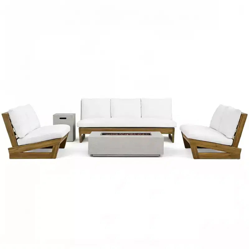 Christopher Knight Home Hiba Modern 5 Piece Patio Firepit Set with Tank Holder