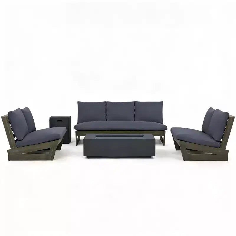 Christopher Knight Home Hiba Modern 5 Piece Patio Firepit Set with Tank Holder