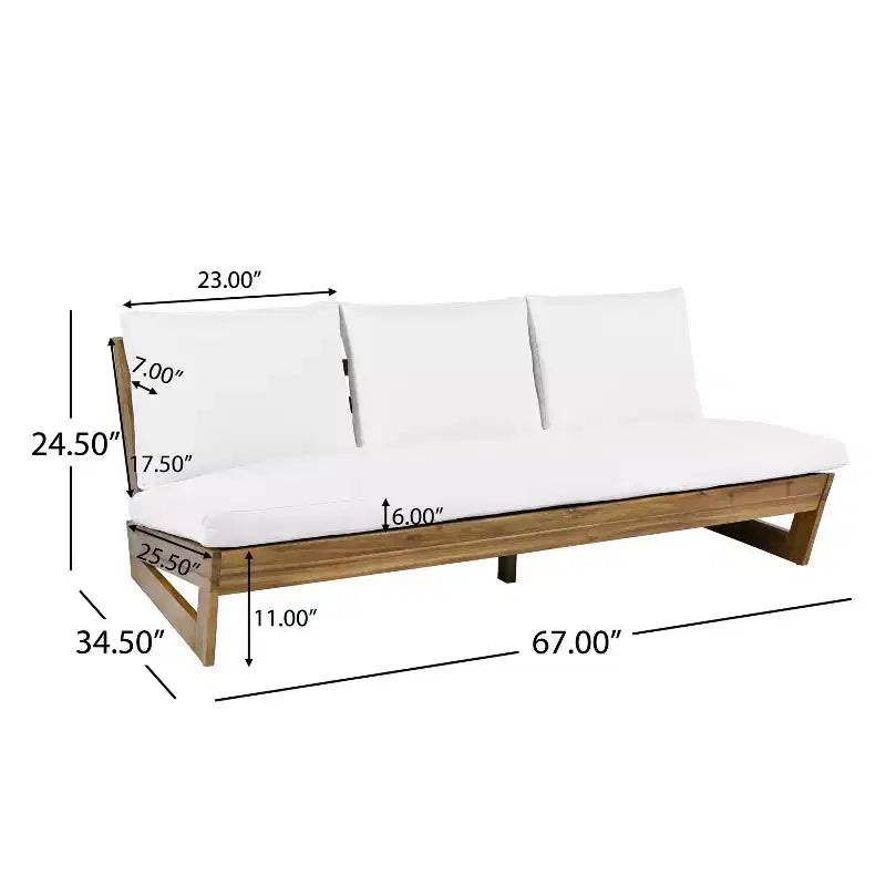 Christopher Knight Home Iman Modern 4 Piece Patio Acacia Seating Set with Cushion and Slatted Coffee Table