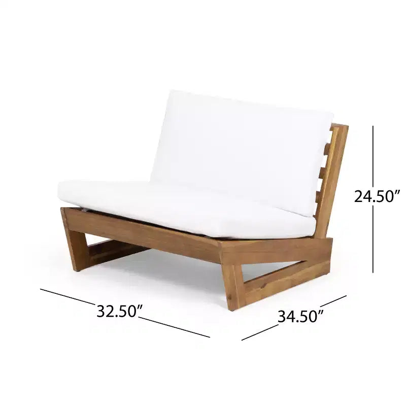 Christopher Knight Home Iman Modern 4 Piece Patio Acacia Seating Set with Cushion and Slatted Coffee Table