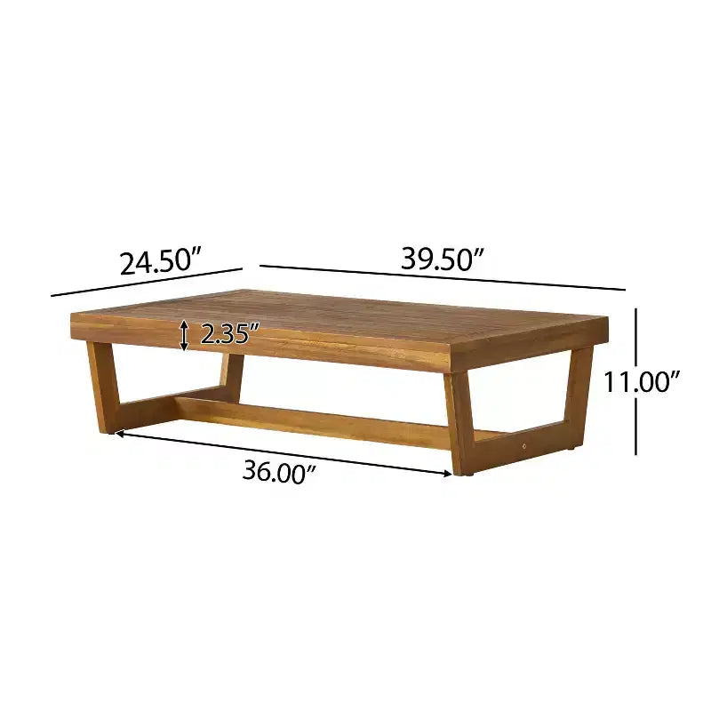 Christopher Knight Home Iman Modern 4 Piece Patio Acacia Seating Set with Cushion and Slatted Coffee Table
