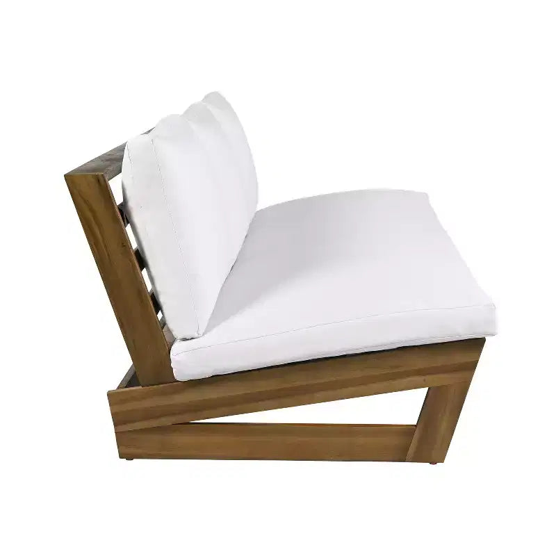 Christopher Knight Home Iman Modern 4 Piece Patio Acacia Seating Set with Cushion and Slatted Coffee Table