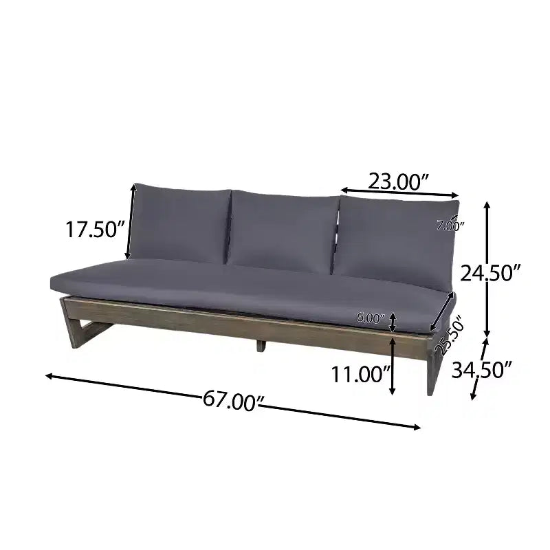 Christopher Knight Home Iman Modern 4 Piece Patio Acacia Seating Set with Cushion and Slatted Coffee Table