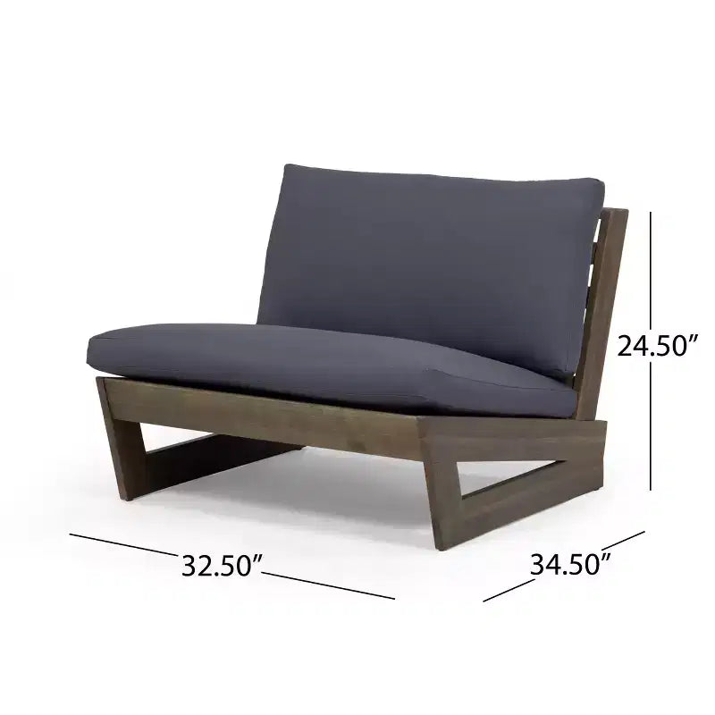 Christopher Knight Home Iman Modern 4 Piece Patio Acacia Seating Set with Cushion and Slatted Coffee Table