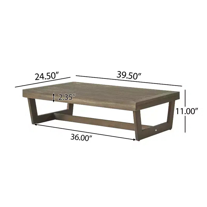 Christopher Knight Home Iman Modern 4 Piece Patio Acacia Seating Set with Cushion and Slatted Coffee Table