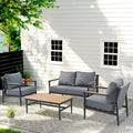 GDFStudio Elvaris 4-Piece Outdoor Aluminum Conversation Set with Olefin Cushions