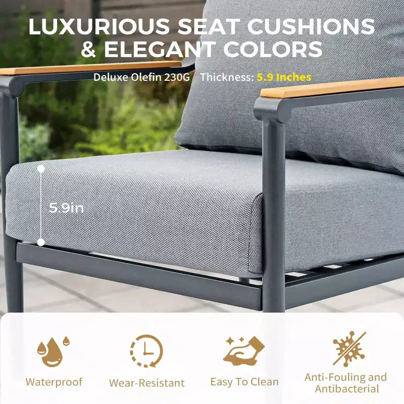 GDFStudio Elvaris 4-Piece Outdoor Aluminum Conversation Set with Olefin Cushions