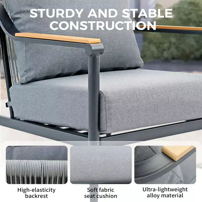 GDFStudio Elvaris 4-Piece Outdoor Aluminum Conversation Set with Olefin Cushions