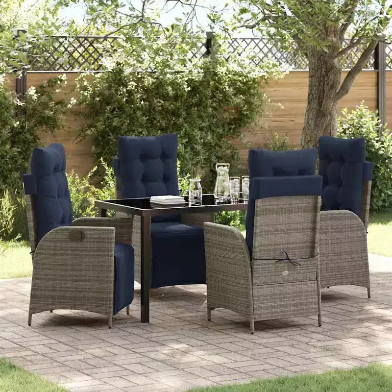 vidaXL Salon de jardin avec coussins 5 pcs Résine tressée Gris et Noir