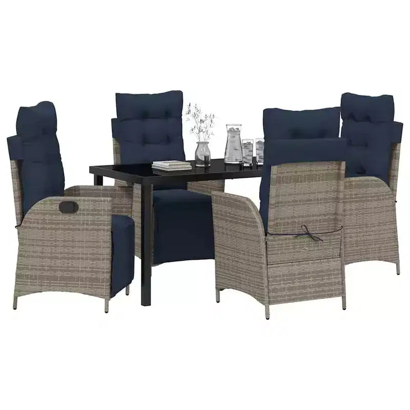 vidaXL Salon de jardin avec coussins 5 pcs Résine tressée Gris et Noir