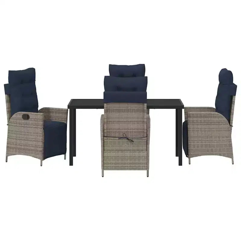 vidaXL Salon de jardin avec coussins 5 pcs Résine tressée Gris et Noir