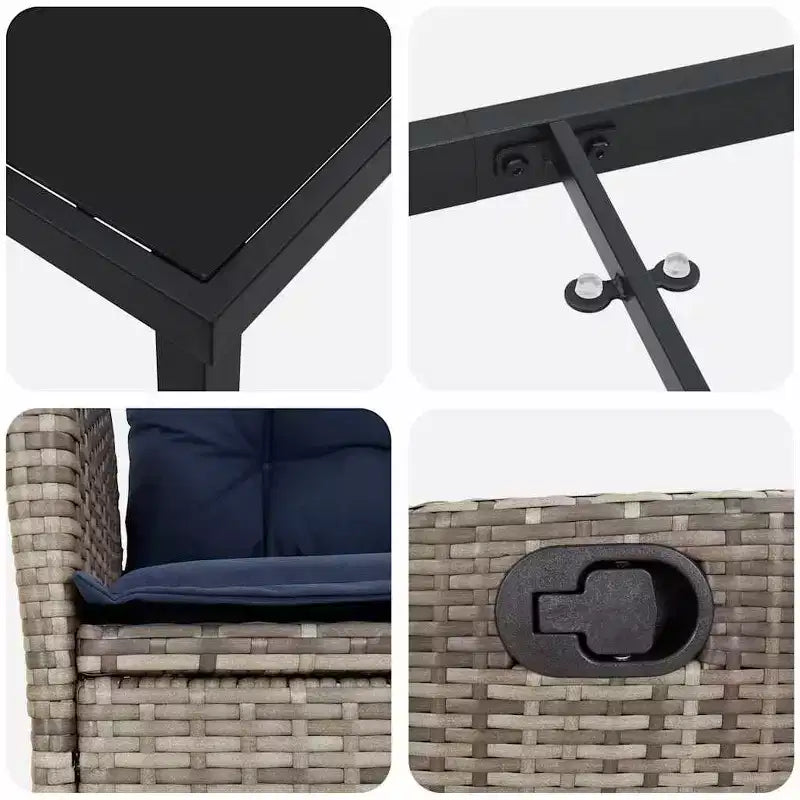 vidaXL Salon de jardin avec coussins 5 pcs Résine tressée Gris et Noir