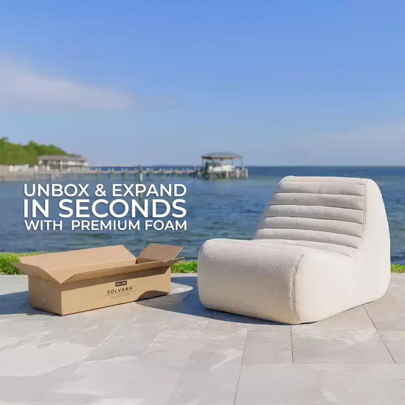 Big Joe Solvana Outdoor Patio Furniture Set, Performance Linen Weather-Resistant Fabric Sofa, 4 Piece Sectional, Sunlit Cream