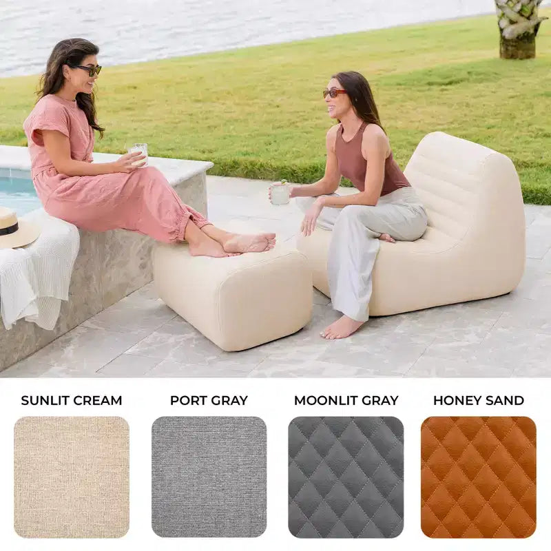 Big Joe Solvana Outdoor Patio Furniture Set, Performance Linen Weather-Resistant Fabric Sofa, 4 Piece Sectional, Sunlit Cream