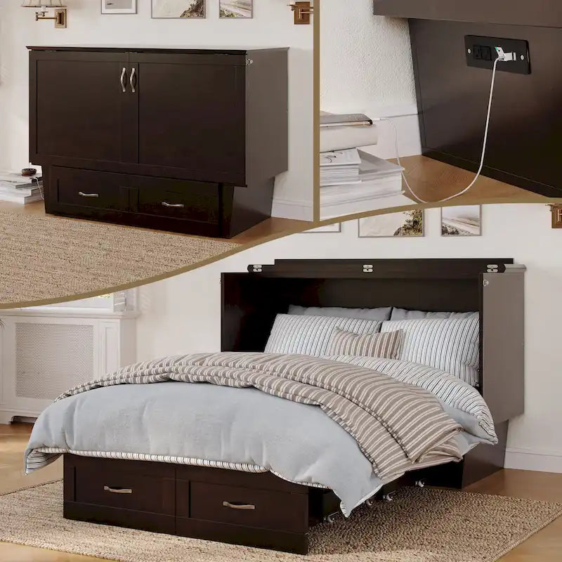 Mobile letto a scomparsa Monroe con materasso in memory foam da 6 pollici