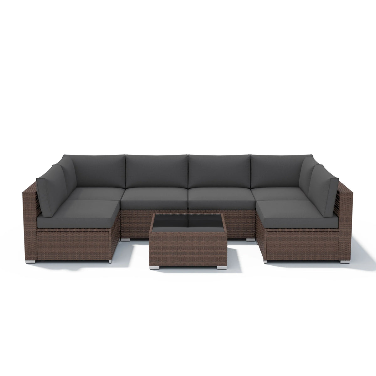 Wicker/ Steel 7-piece Outdoor Cushioned Sectional Sofa Set