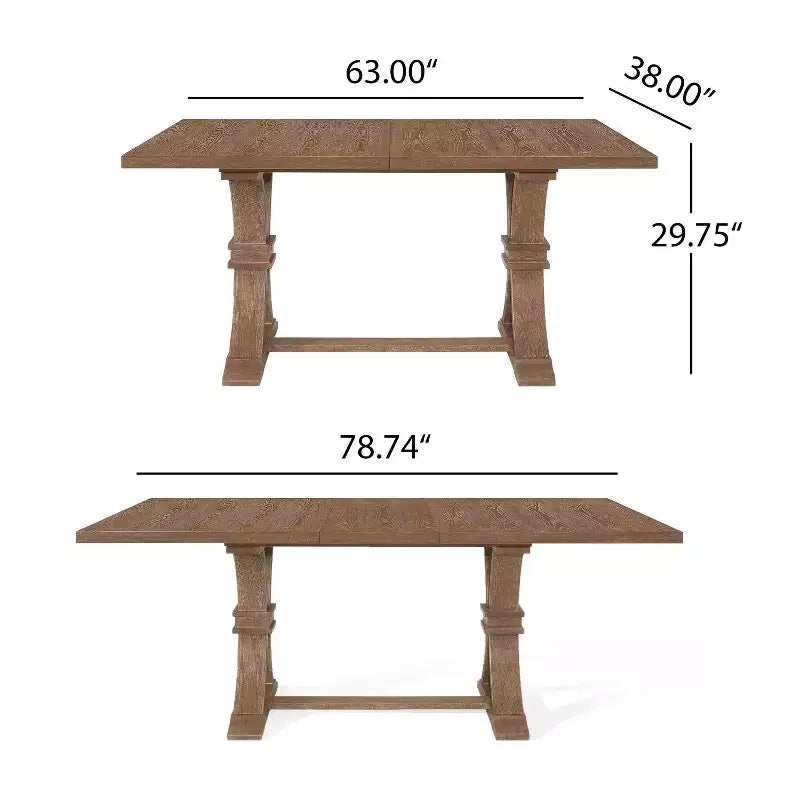 Christopher Knight Home Charles Ensemble de salle à manger 7 pièces extensible en bois rustique avec chaises rembourrées Naturel/Beige