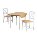 Buylateral 3pc Virginia Farmhouse Round Drop Leaf Dining Set White/Natural