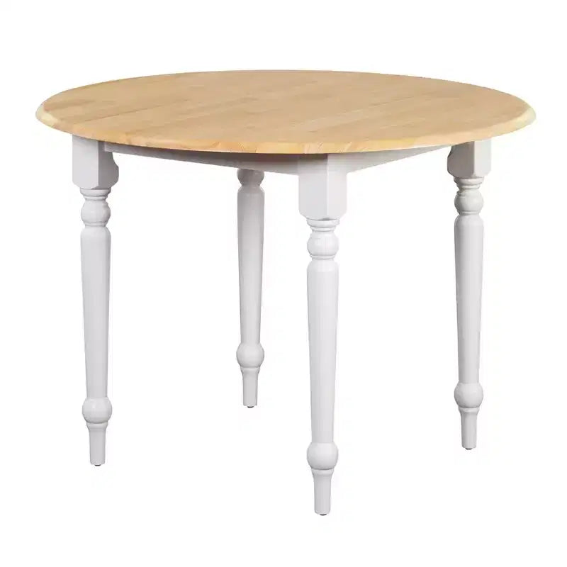 Buylateral Lot de 3 meubles de salle à manger Virginia Farmhouse avec plateau rond à abattants, blanc/naturel
