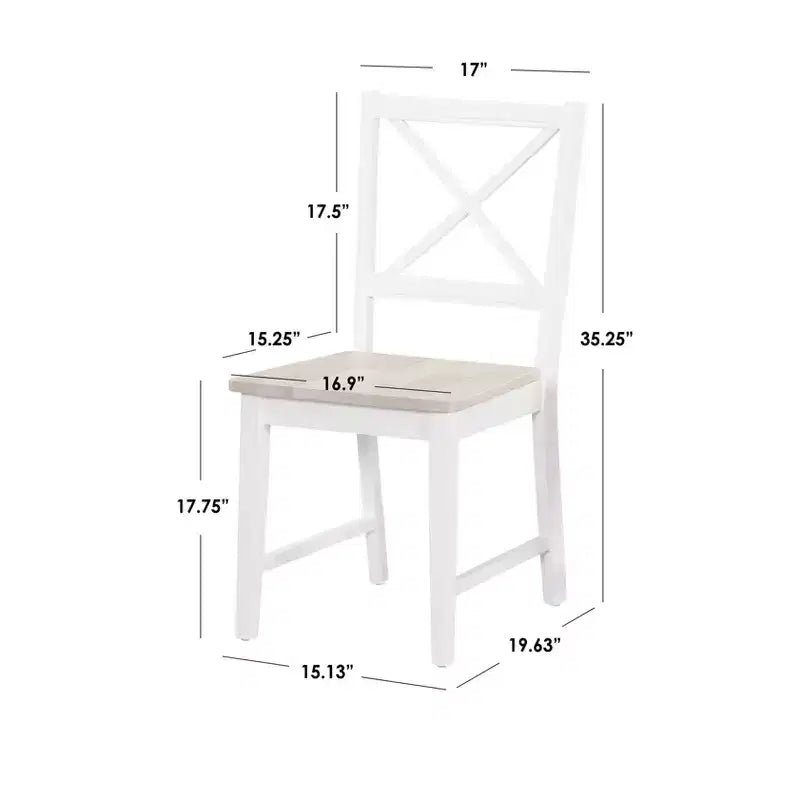 Buylateral Lot de 3 meubles de salle à manger Virginia Farmhouse avec plateau rond à abattants, blanc/naturel