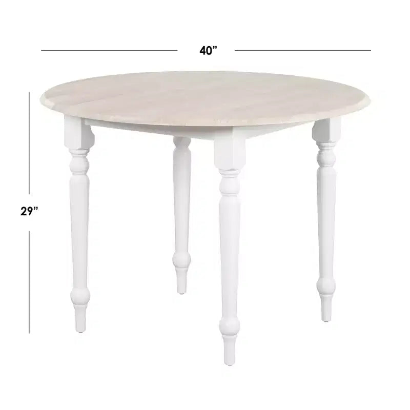 Buylateral Lot de 3 meubles de salle à manger Virginia Farmhouse avec plateau rond à abattants, blanc/naturel