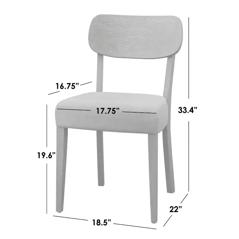 Lifestorey 5pc Carlisle Solid Wood Dining Set Light Gray: Mid-Century Modern, Rubberwood, Polyester Upholstery, Foam Fill