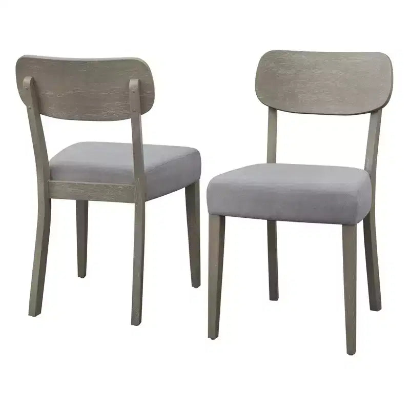 Lifestorey 5pc Carlisle Solid Wood Dining Set Light Gray: Mid-Century Modern, Rubberwood, Polyester Upholstery, Foam Fill
