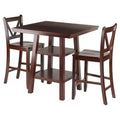3pc Orlando Counter Height Dining Set with V-Back Stools, Storage - Winsome