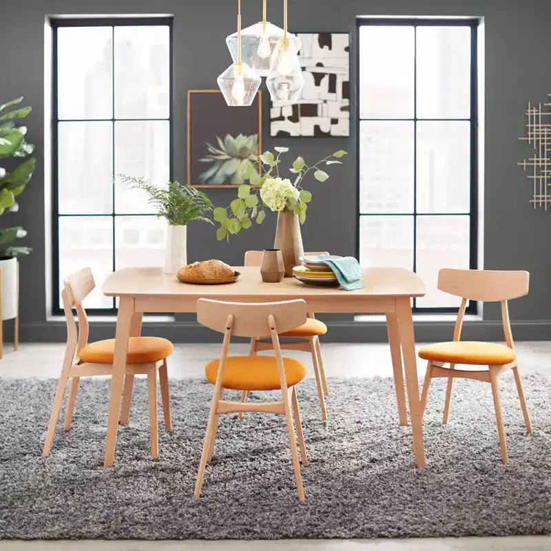 Buylateral 5pc Cadiz Mid Century Modern Dining Set Orange