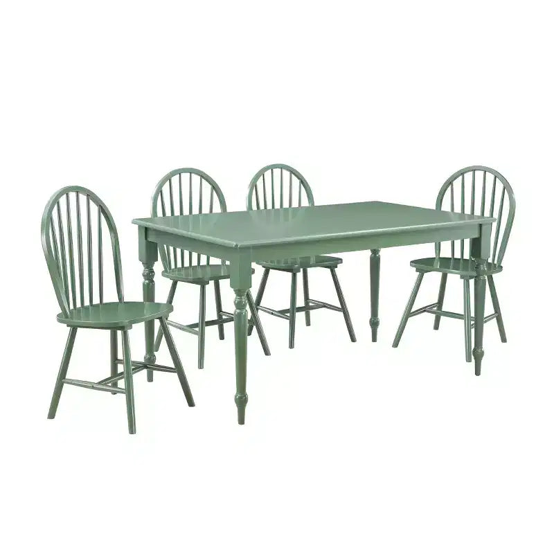 5pc Carolina Dining Set Equestrian Green - Boraam: Rectangle Table, 4 Wood Chairs, Farmhouse Style