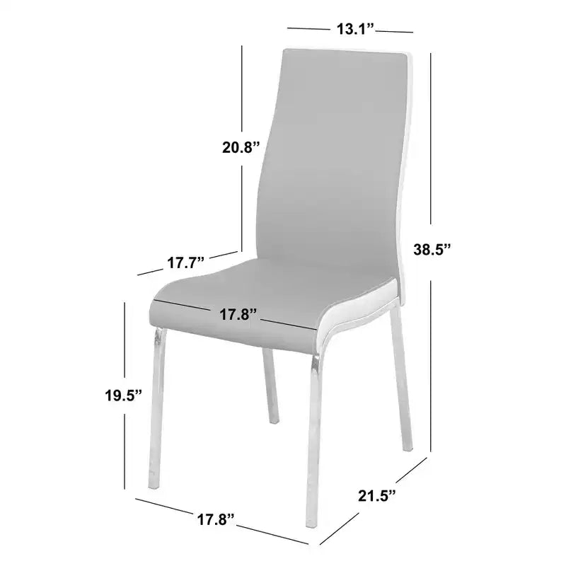 Buylateral 5pc Torrance Retro Dining Set with Padded Chair Seats and Highbacks White/Chrome/Gray
