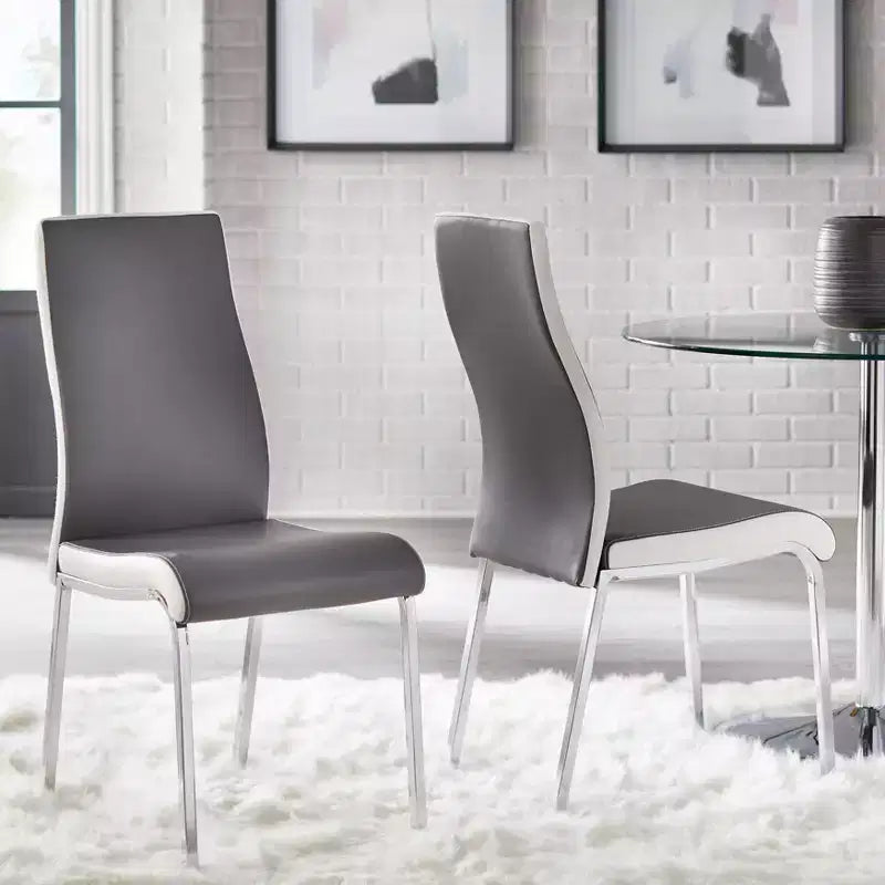 Buylateral 5pc Torrance Retro Dining Set with Padded Chair Seats and Highbacks White/Chrome/Gray